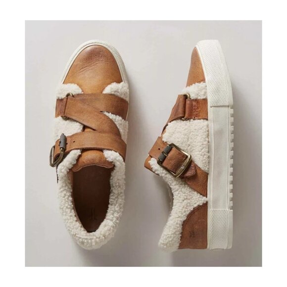 Frye Leather Shearling Gia Moto Low Shoes size 9